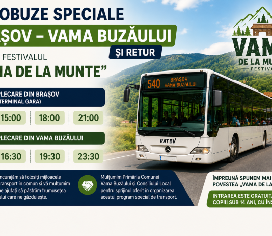 Autobuze speciale Brașov – Vama Buzăului și retur pentru Festivalul „Vama de la Munte”